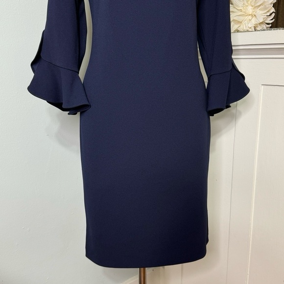 Karl Lagerfeld Navy Shift Dress with Tulip Bell Sleeves 12 Large - Picture 4 of 10